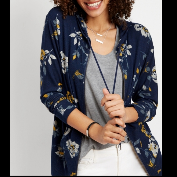 Maurices Sweaters - Maurices floral zip up sweater XXL